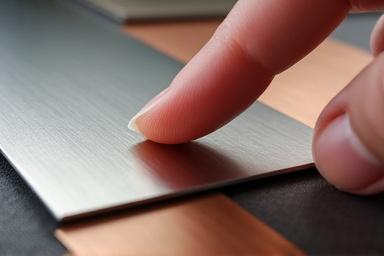 Campioni di metallo: acciaio lucido e rame spazzolato